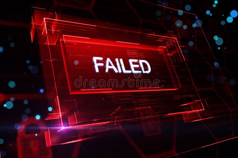 Cyber security or personal data protection concept with digital red glowing failed sign in virtual glowing frame on abstract vector illustration
