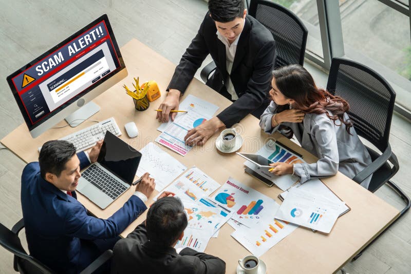 Cyber security software show alert of cyber attack for protection snugly royalty free stock images