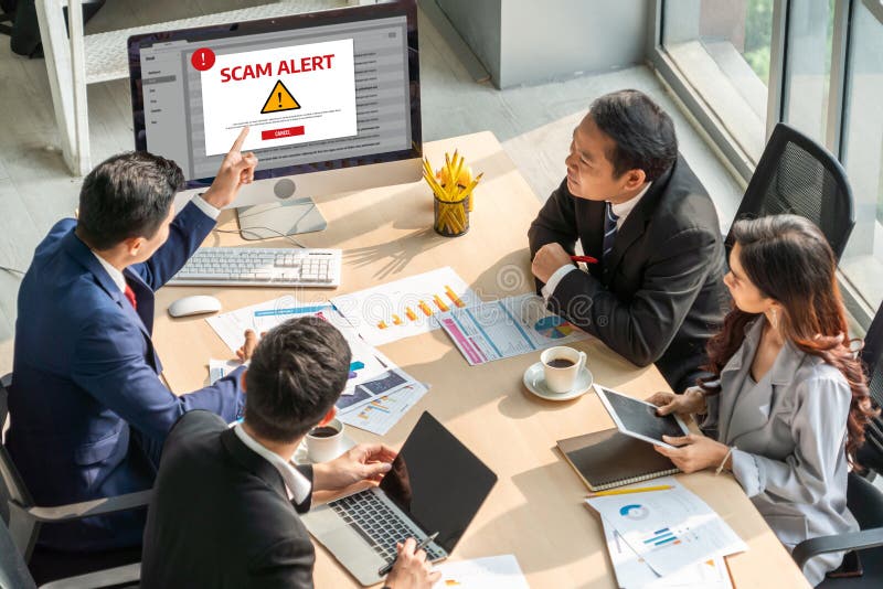 Cyber security software show alert of cyber attack for protection snugly royalty free stock image