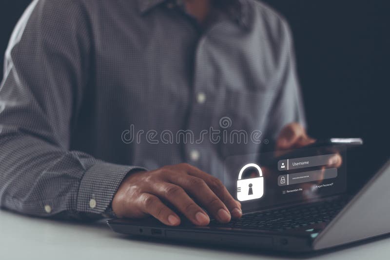 Cyber security in two-step verification, Login, User, identification information security and encryption royalty free stock photo