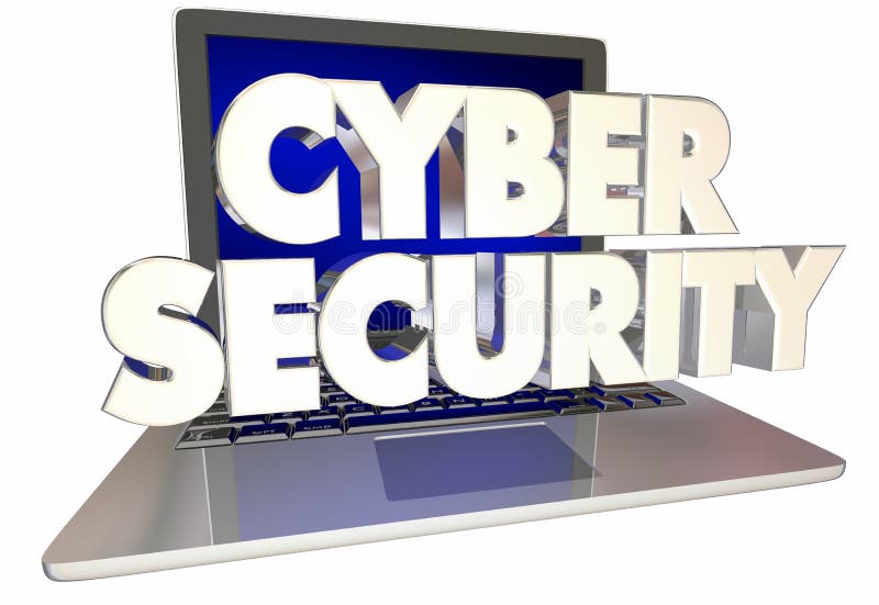 Cyber Security Words Laptop Computer Internet Safety 3d Illustration vector illustration