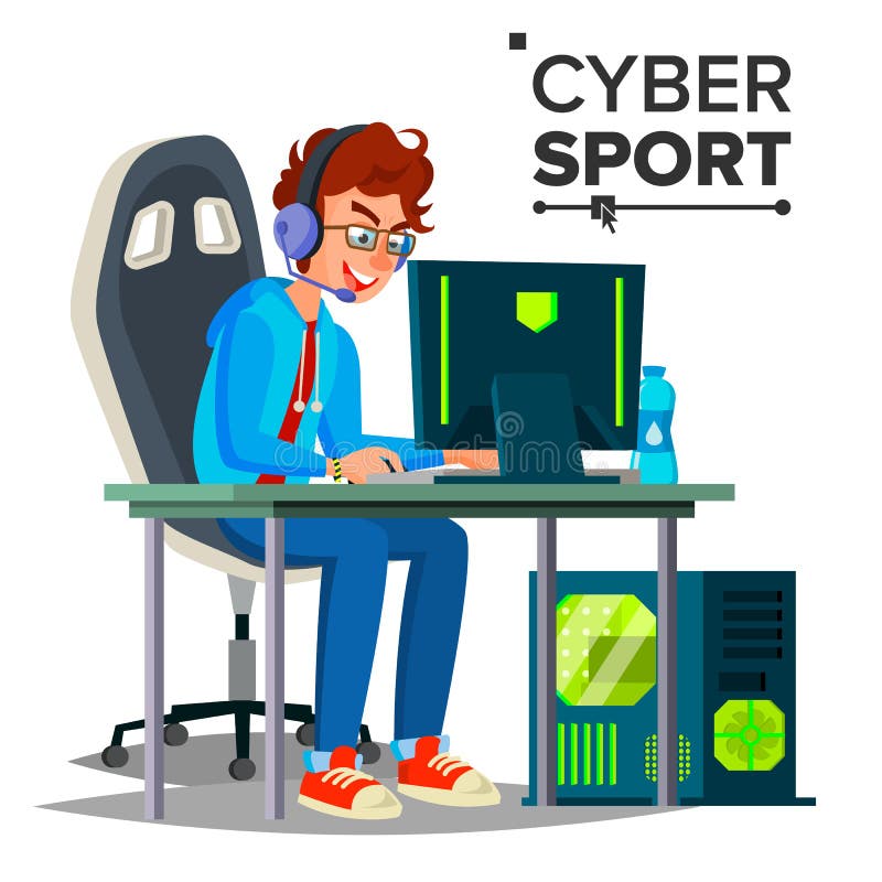 Cyber Sport Player Vector. Participant Of Cyber Sport Tournament. Event. Esport Event Poster Concept. Flat vector illustration Cyber Sport Player Vector. Participant Of Cyber Sport Tournament. Event. Esport Event Poster Concept. Flat vector illustration