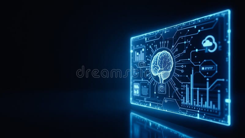Cyber themed hi tech technology banners featuring artificial intelligence and digital connectivity stock illustration