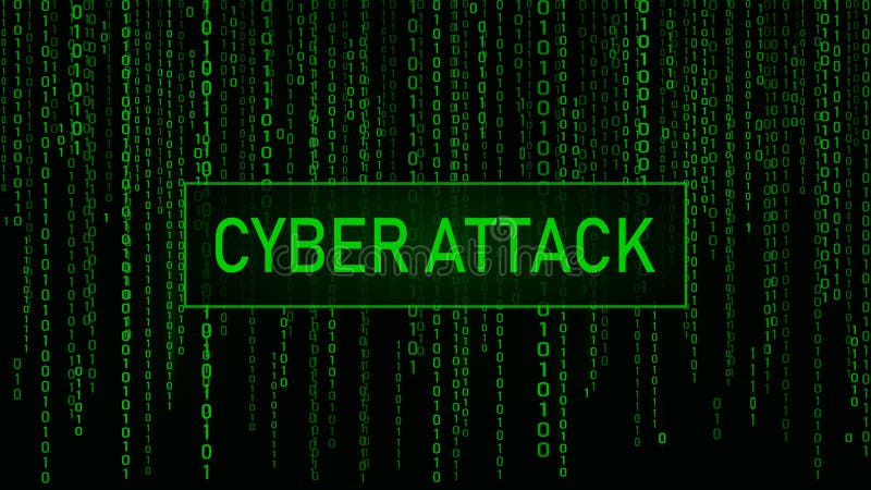 Cyberaanval hacking Digitale groene matrijs als achtergrond Binaire computercode De foutenmalplaatjes van het computerscherm