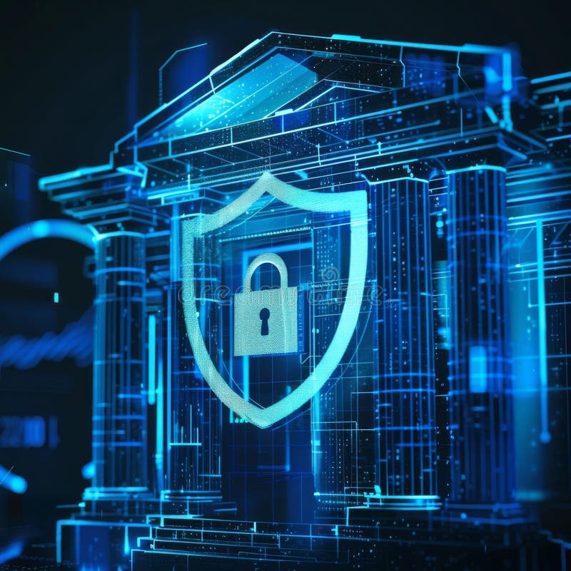 Cyberbank security cyfrowa bankowość finansowa technologia ochrony online bezpieczny blok danych ilustracji