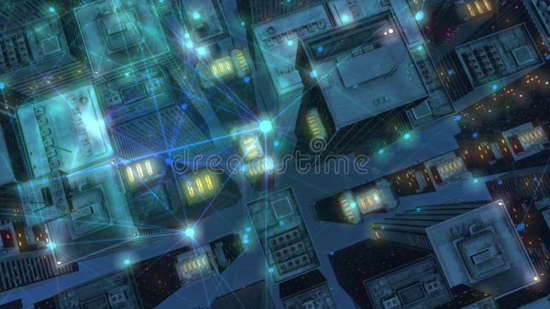 Cyberespace urbain intelligent technologie numérique animation clips vidéos