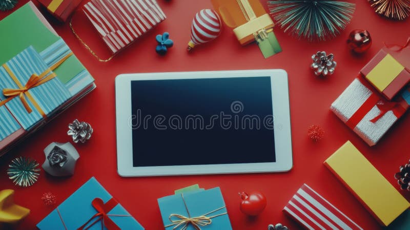 Cybermontag-Einkauf auf mobilen Geräten lizenzfreie abbildung