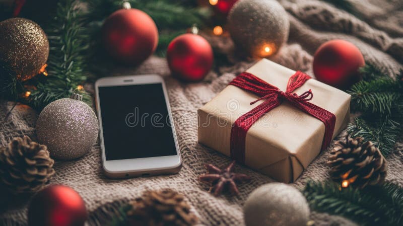 Cybermontag-Einkauf auf mobilen Geräten lizenzfreie abbildung