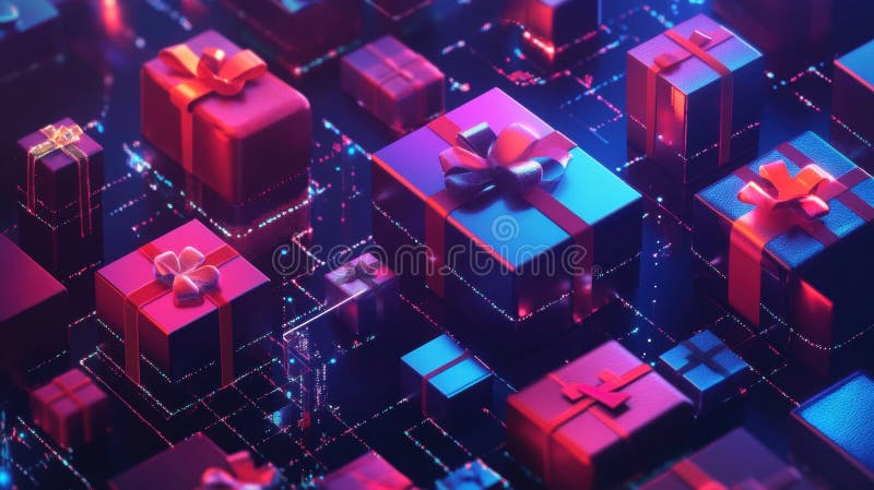 Cybermontag Geschenkauswahl mit digitalem Gerät stock abbildung