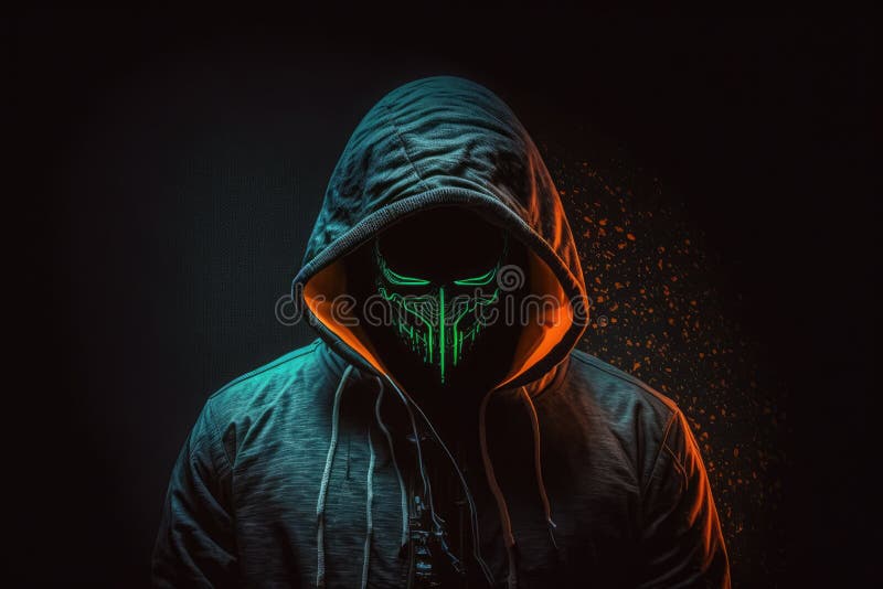 Cybernetic criminal, hacker anonymous, portrait. Generative ai.