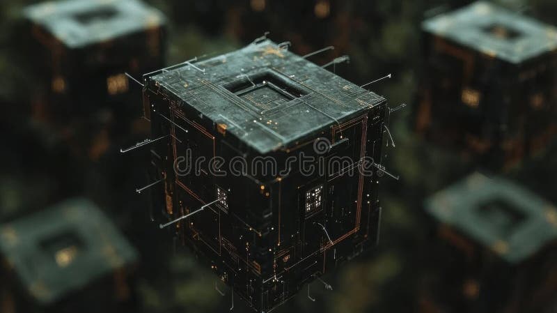 Cybernetic Cube, Digital Network vector illustration