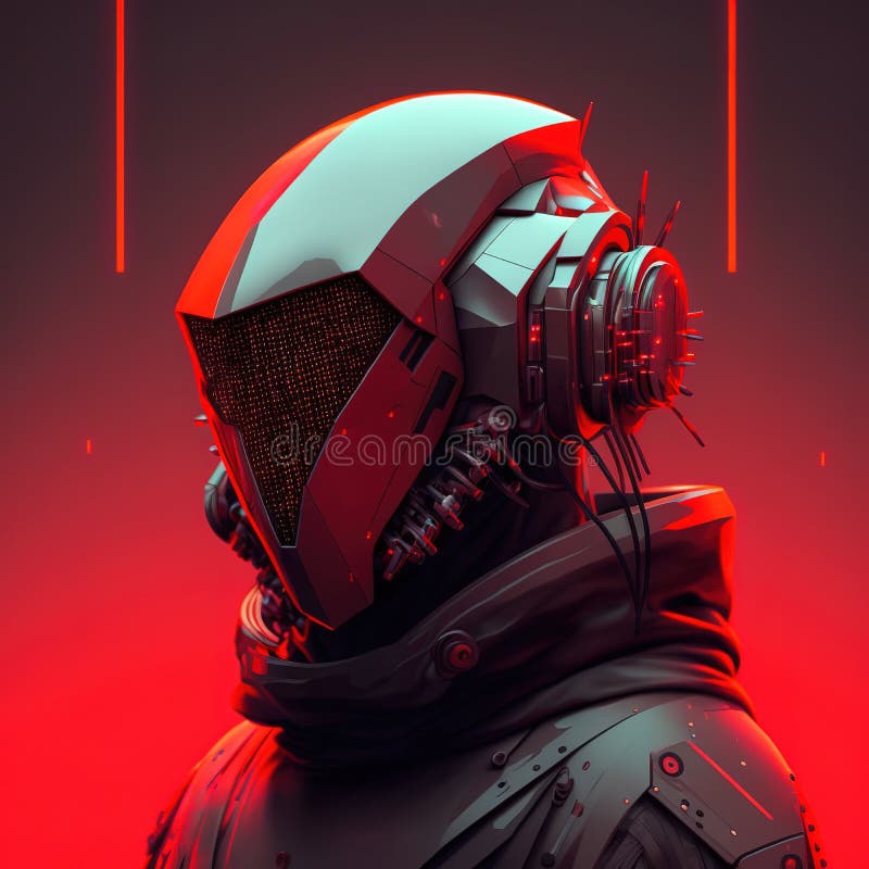 Cyberpunk Character, Helmet Design Stock Illustration Illustration of
