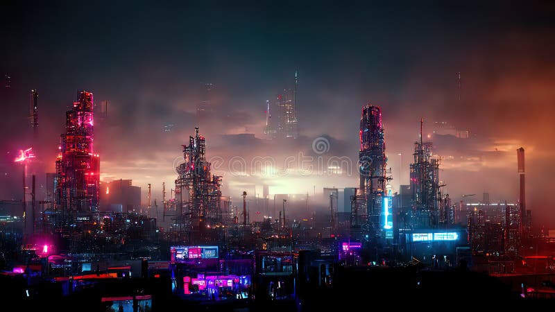 Cyberpunk Streets Illustration, Futuristic City, Dystoptic Artwork at  Night, 4k Wallpaper. Stock Illustration - Illustration of industry,  cyberpunk: 254965648