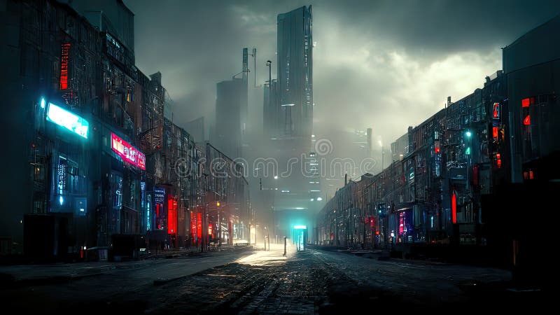 Cyberpunk City, Abstract Illustration, Futuristic City, Dystoptic