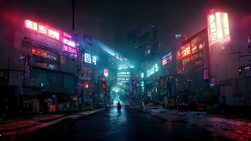 Cyberpunk Streets Illustration, Futuristic City, Dystoptic Artwork At  Night, 4k Wallpaper. Stock Photo, Picture and Royalty Free Image. Image  191177049.