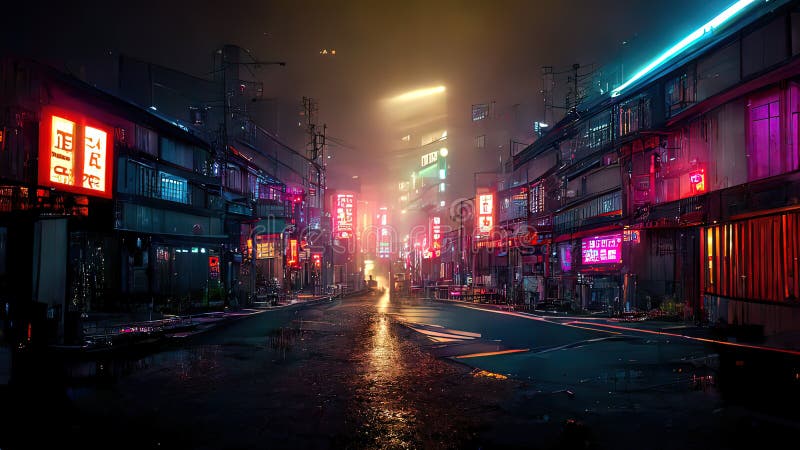 Cyberpunk Streets Illustration, Futuristic City, Dystoptic Artwork At  Night, 4k Wallpaper. Stock Photo, Picture and Royalty Free Image. Image  191177049.