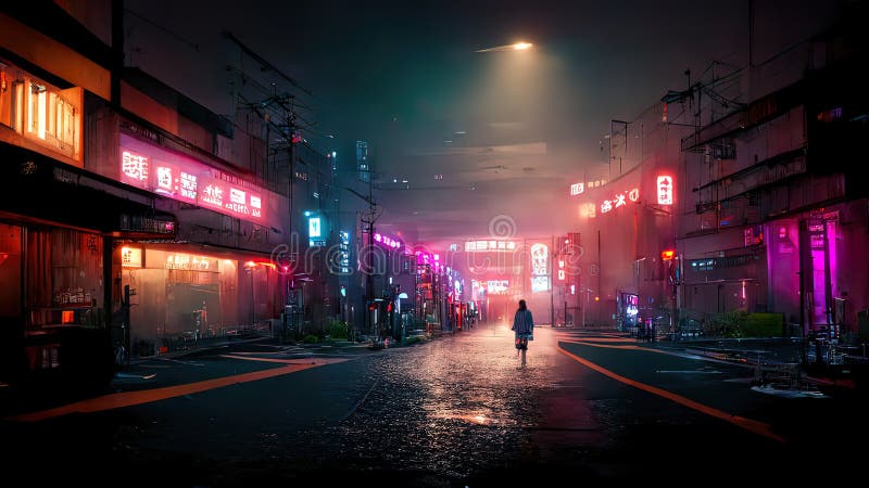 Download Cyberpunk-Inspired Artwork Alone Phone Background Wallpaper