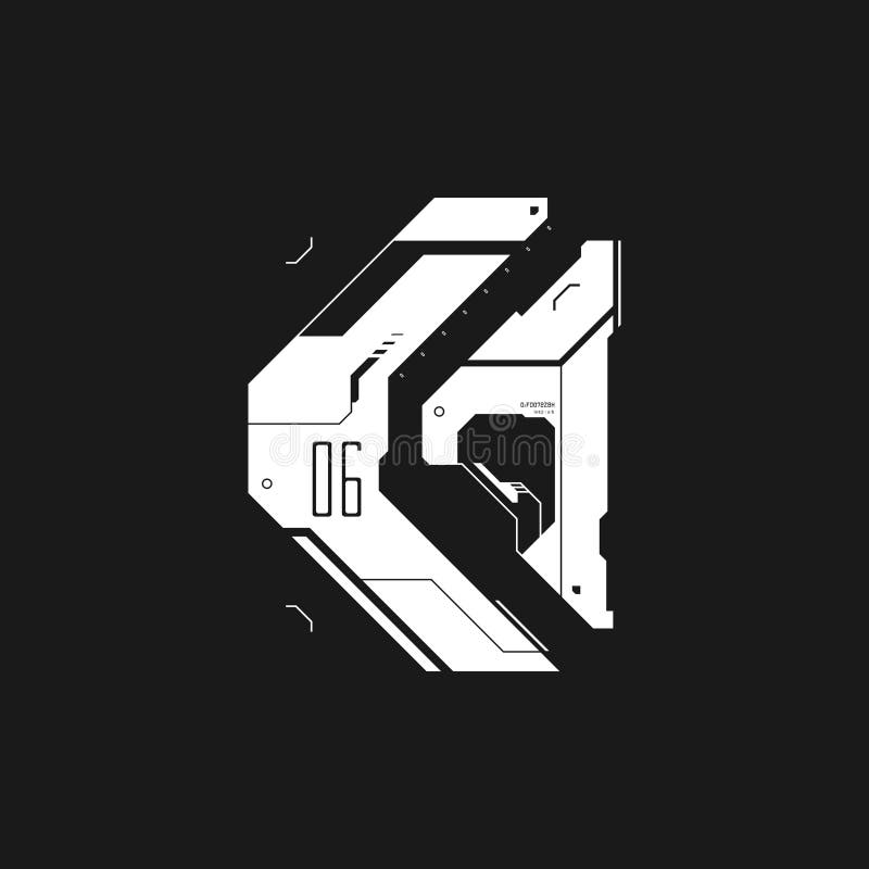Cyberpunk futuristic arrow. Cyber futuristic design element. Cyber arrow, pointer, direction. Tech style pointer royalty free illustration