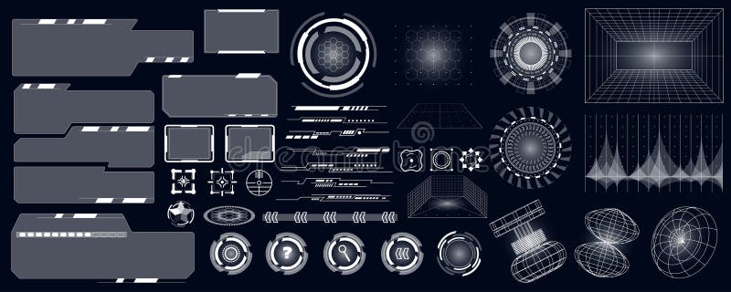 Cyberpunk futuristic user interface mega set in flat design. Vector illustration vector illustration