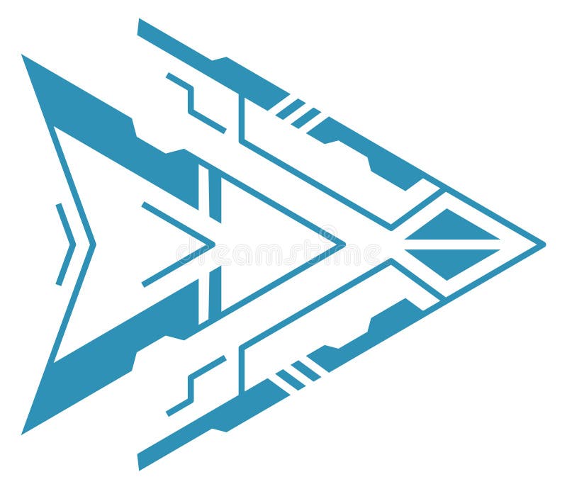 Cyberpunk game cursor. Blue arrow for digital dashboard stock illustration