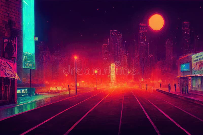 Cyberpunk city street. Sci-fi wallpaper. Futuristic city scene in a style  of pixel art. Urban scene. Generative AI. 22451635 Stock Photo at Vecteezy