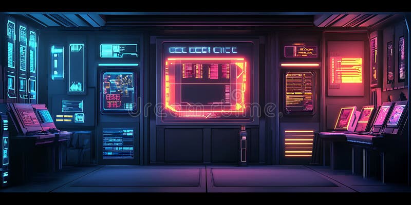Cyberpunk Neon Room Art απεικόνιση αποθεμάτων