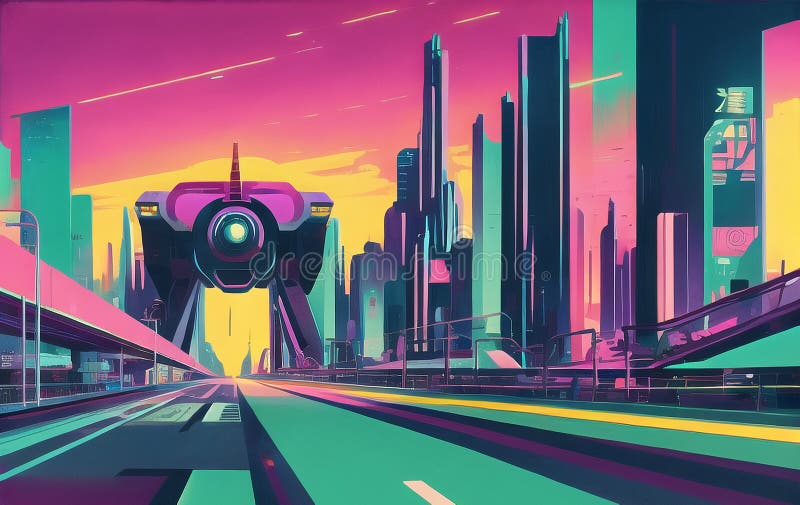 Futuristic Cyberpunk City Background. Future Landscape Generative AI ...