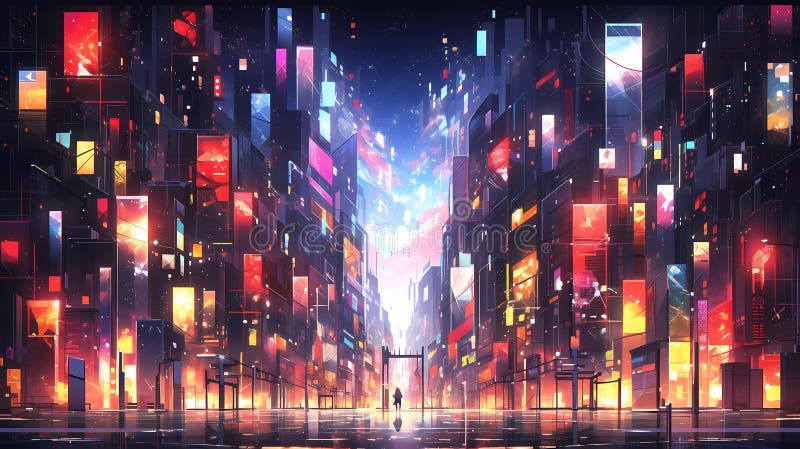 Samurai overlooking a neon-lit cyberpunk city