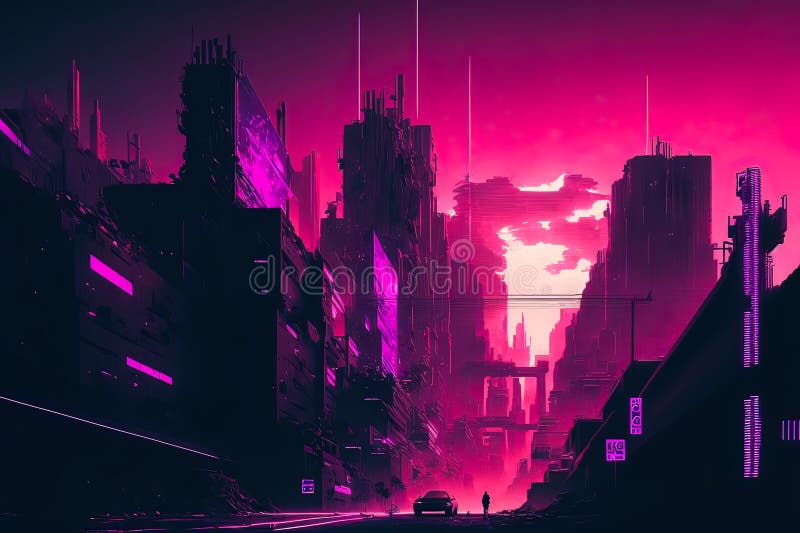 Cyberpunk Town, Futuristic City, Dystopic Artwork. Picture of the Kid ...