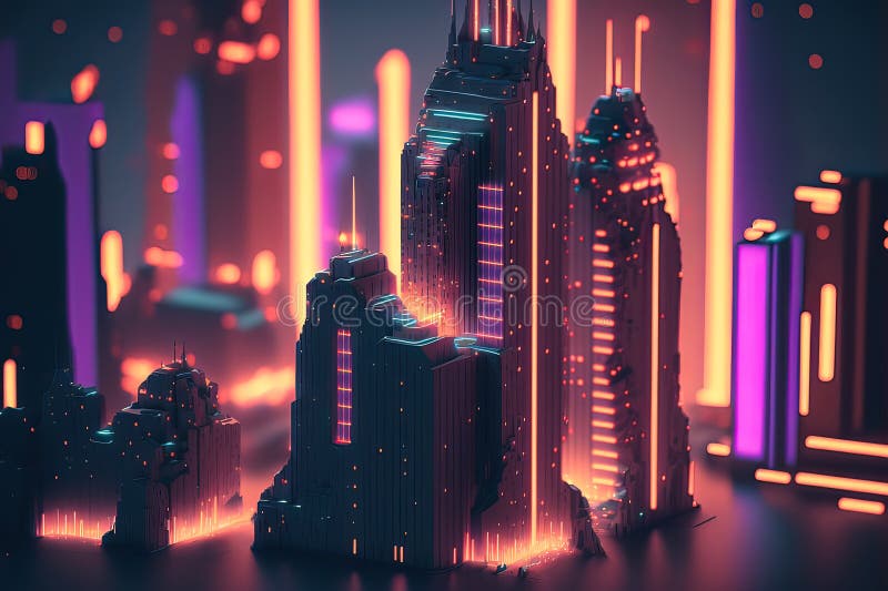 Cyberpunk City, Abstract Illustration, Futuristic City, Dystoptic Artwork  at Night, 4k Wallpaper, Stock Illustration - Illustration of cyber,  building: 253157510