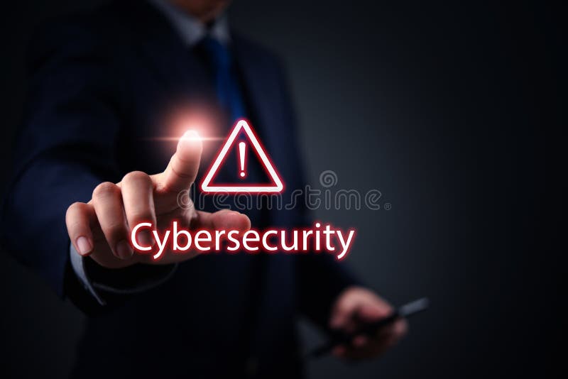 Cybersecurity alert concept showing data protection, security risk, and digital threat warning with online hacker prevention and vector illustration