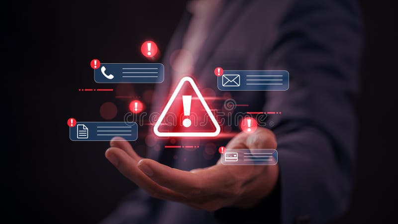 Cybersecurity Alert Notification with Digital Warning Showing Email Scam, Malware Notification, and Phishing Threats for Secure vector illustration