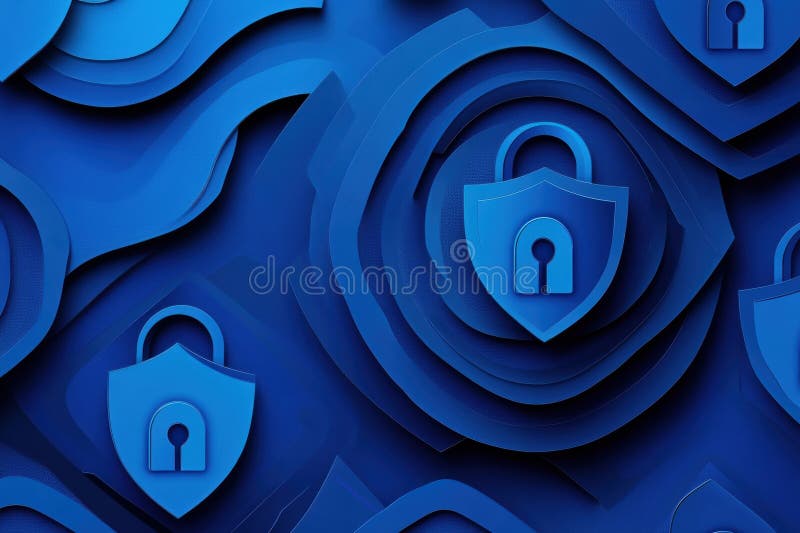 Cybersecurity background with layered locks and modern blue gradients highlighting safety and encryption concepts royalty free stock photo