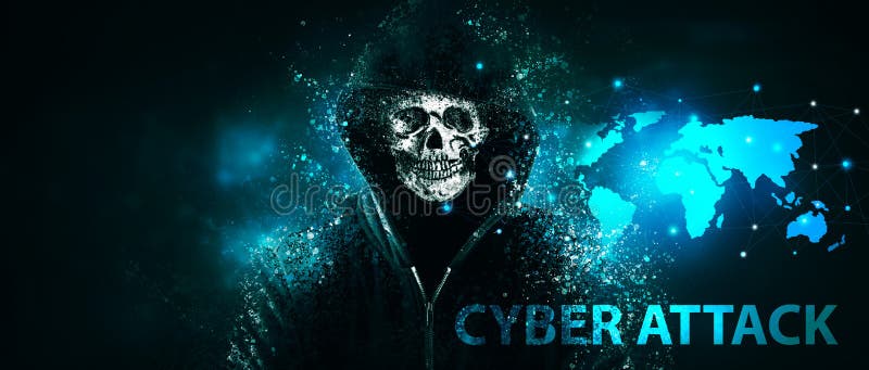 Cybersecurity, computer hacker with hoodie