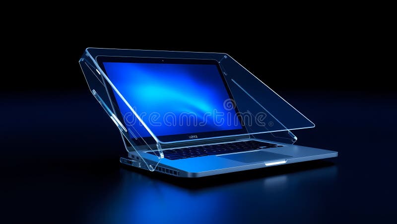 Cybersecurity Concept with Glowing Shield on Laptop Screen vector illustration