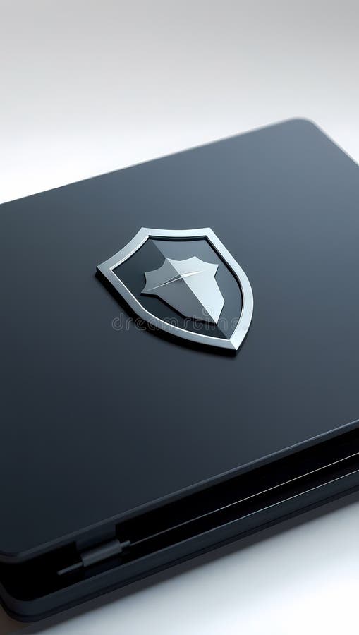 Cybersecurity Concept with Glowing Shield on Laptop Screen royalty free illustration
