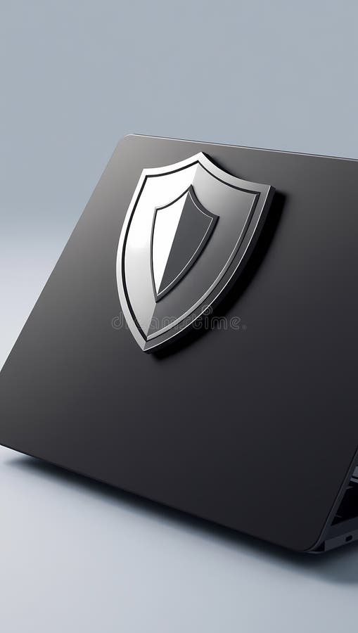 Cybersecurity Concept with Glowing Shield on Laptop Screen vector illustration