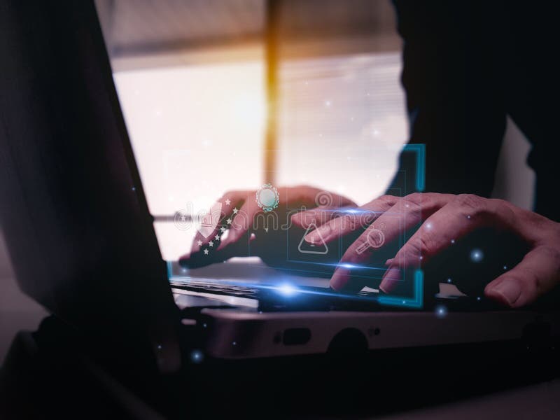 Cybersecurity concept,hacker attack laptop computer, identification access personal,shield and padlock,preventing website attack,keeping financial information, Ai Artificial intelligence technology. Shield artificial intelligence stock images, royalty-free photos and pictures