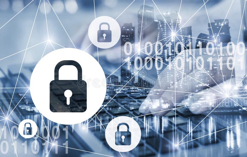 Cybersecurity concept, online internet digital data protection royalty free stock images