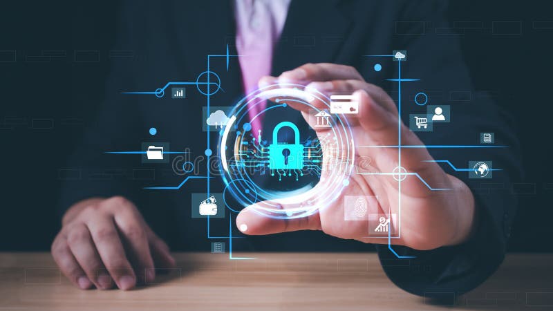 Cybersecurity concept, user privacy security and encryption, secure internet access Future technology and cybernetics vector illustration