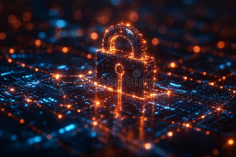 Cybersecurity Digital Lock stock photo