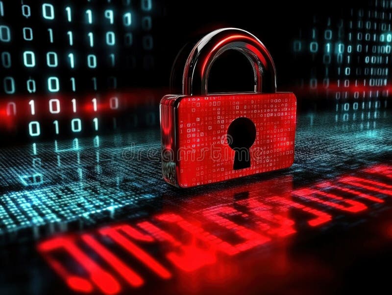 Cybersecurity Lock Protecting Digital Data royalty free illustration