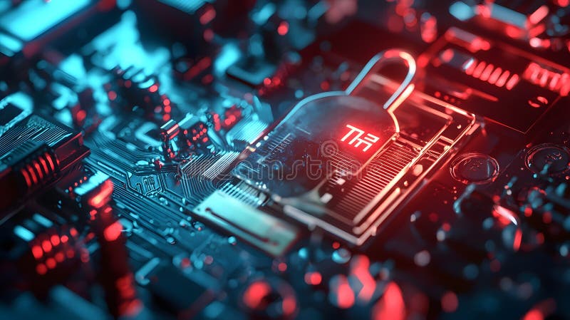 Cybersecurity measures digital world graphic design high-tech environment close-up view data protection concept royalty free illustration