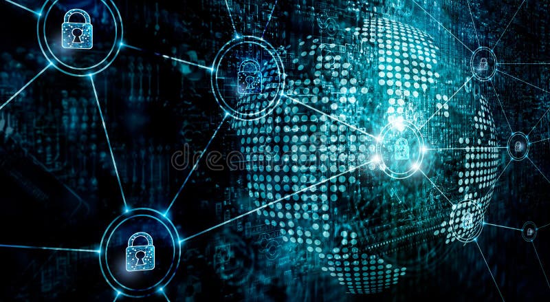 Cybersecurity on global network, information technology security services on internet. Cybersecurity on global network, information technology security services on internet.