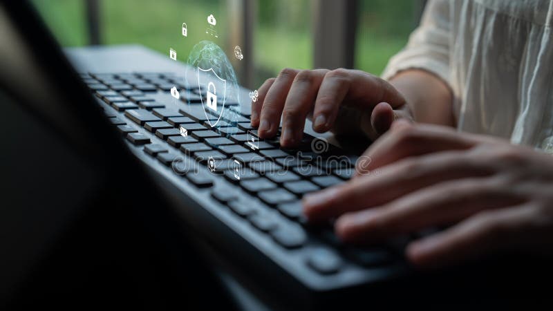 Cybersecurity Protecting Business from Online Threats Latch royalty free stock photo