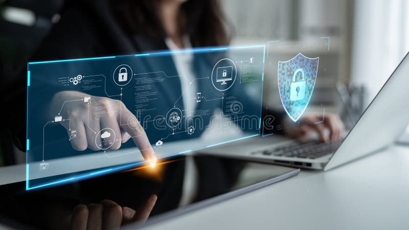Cybersecurity Protecting Business from Online Threats Latch stock image