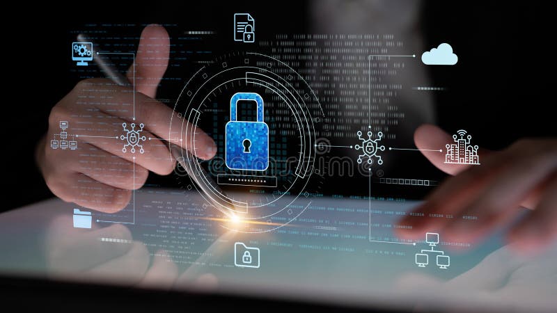 Cybersecurity Protecting Business from Online Threats Latch royalty free stock photos