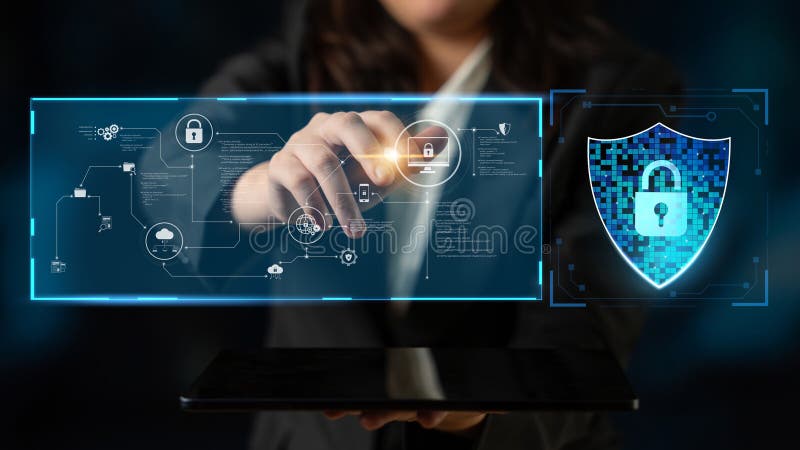 Cybersecurity Protecting Business from Online Threats Latch royalty free illustration