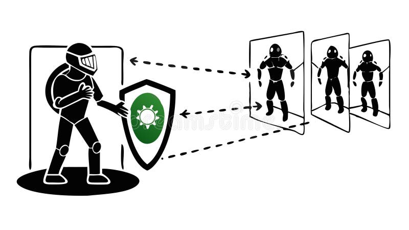 Cybersecurity Shield Protecting Digital Identities, vector design Generative AI stock illustration