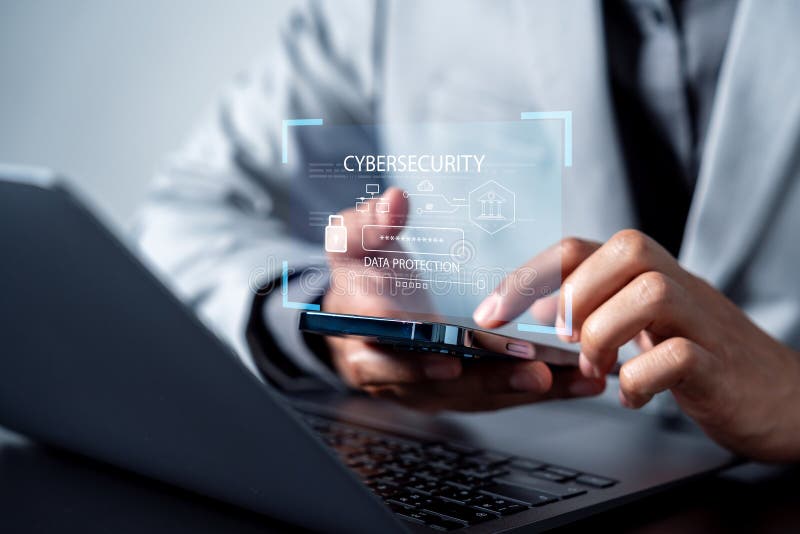 Cybersecurity technology with financial data protection, digital encryption, privacy systems, and royalty free stock photo
